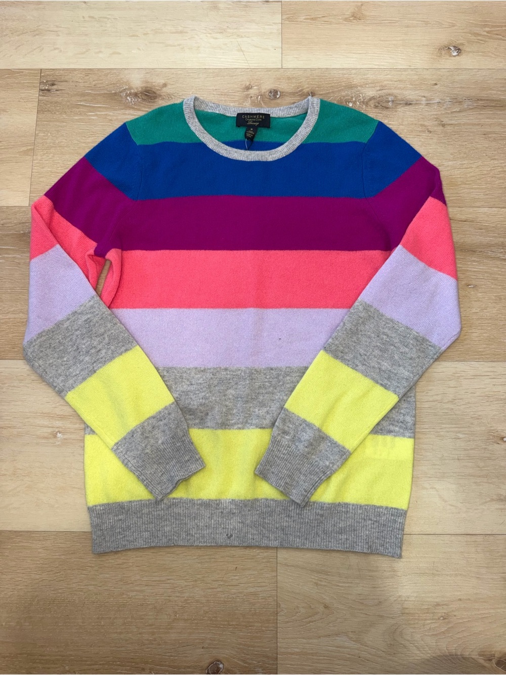 Charter Club 100% Cashmere Rainbow Stripe Sweater Medium NWT Flawed
